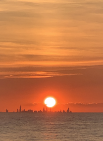 the Chicago skyline as seen from the Indiana lakeshore