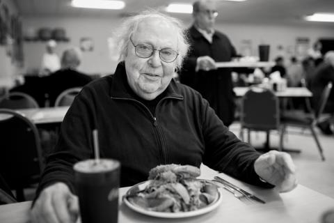 Marshall Sahlins pictured in 2013 enjoying a pastrami sandwich