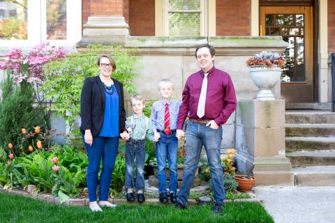 from left to right: Kelly Pollock, her two sons, and her husband