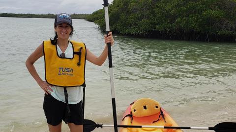 Sabina Shaikh kayaking in the Galapagos Islands
