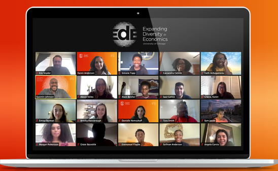 view of a virtual meeting of students