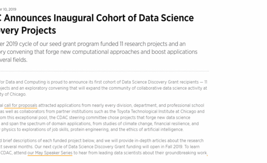 CDAC Announces Inaugural Cohort of Data Science Discovery Projects