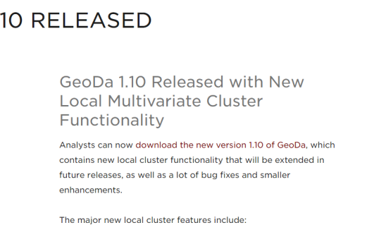 GEODA 1.10 RELEASED