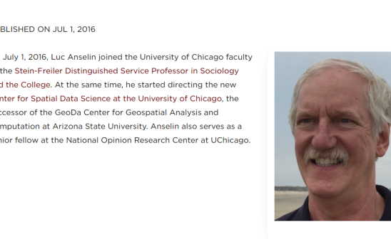 LUC ANSELIN JOINS UCHICAGO FACULTY WITH DISTINGUISHED SERVICE PROFESSORSHIP