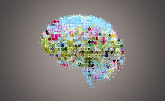 Interpretative illustration of brain colored with emotion