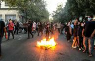 Fire in street during Iran protests