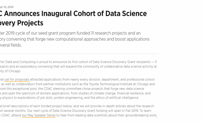 CDAC Announces Inaugural Cohort of Data Science Discovery Projects