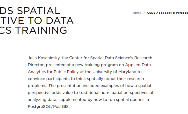 CSDS ADDS SPATIAL PERSPECTIVE TO DATA ANALYTICS TRAINING