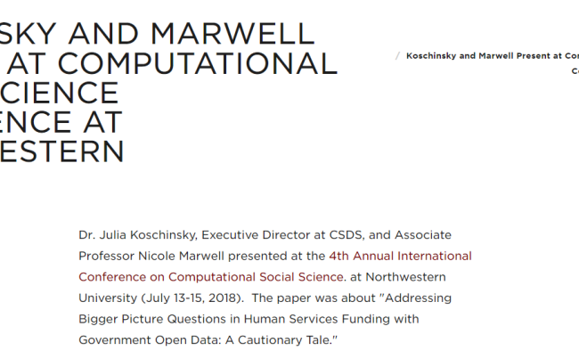 KOSCHINSKY AND MARWELL PRESENT AT COMPUTATIONAL SOCIAL SCIENCE CONFERENCE AT NORTHWESTERN