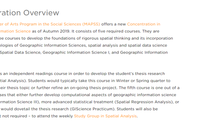 New MAPSS Geopgrahic Information Science Concentration