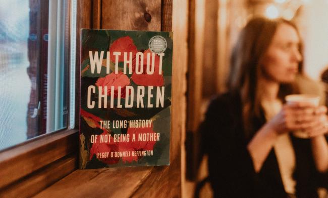 Peggy Heffington with her book Without Children