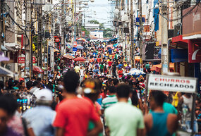 Crowded street in Brazil 